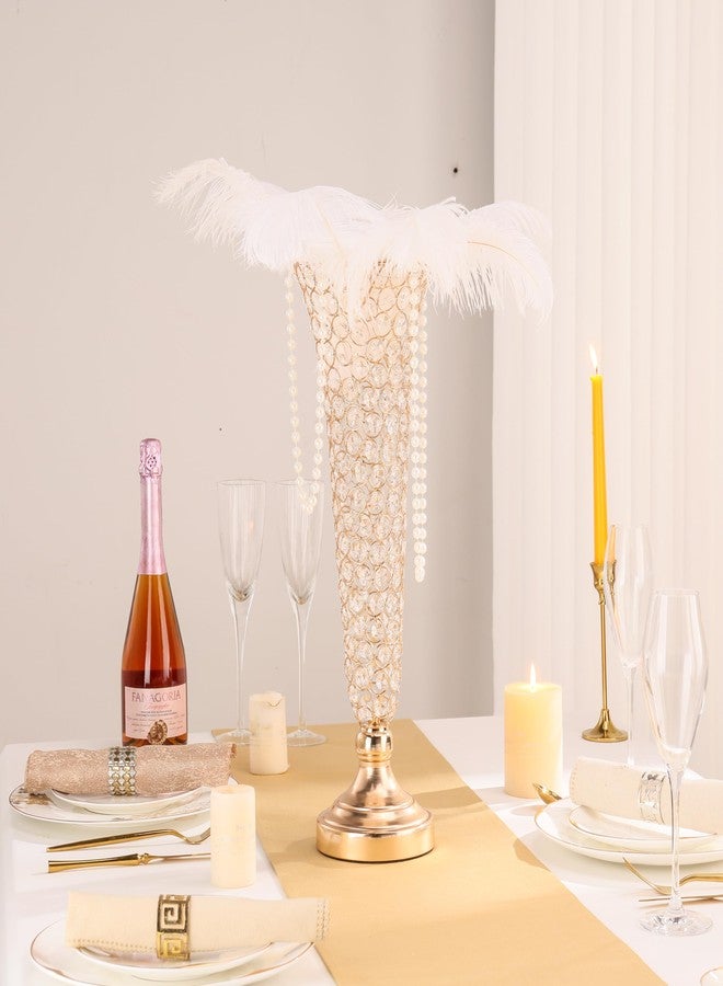 Bigsee 20" Tall Crystal Gold Vases for Centerpieces -2 Pcs Floral Vase Wedding Centerpieces for Tables, Blingbling Trumpet Vases for Party Ceremony Centerpiece Dinner Event - Image 3